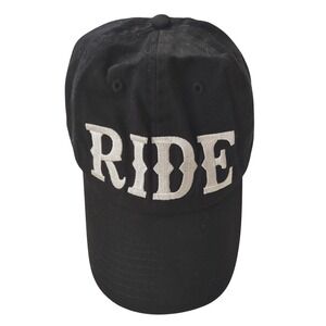 AWST Int'l Black Embroidered Horse RIDE Baseball Cap Cotton